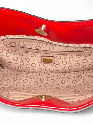 Guess Red Patent Leather Shoulder Bag Gold Chain Y2K Mini Purse Hobo thumbnail 4