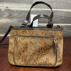 Fossil Relic by Brown and Tan Paisley Embossed Vegan Leather Purse Handbag thumbnail 2
