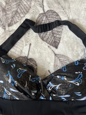 Y2k vintage blusón Black Halter Neck Print Dress with Blue Accents thumbnail 7