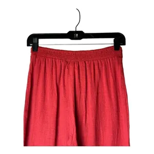 LPA Pants Women Medium Red Gauzy Cotton Elastic Tie Waist High Rise‎ Tapered thumbnail 4