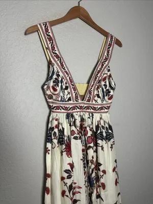 NEW FARM Rio Bohoflor Maxi Dress Birds Tropical Exotic Resortwear Brazil Size XS thumbnail 5