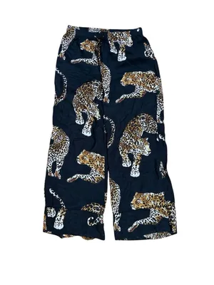 H&M Wide Leg Pull on Tiger Print Pants Black Medium thumbnail 2