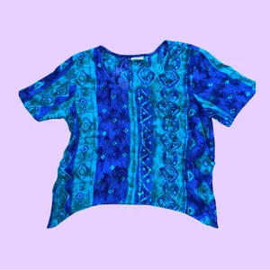 Vintage 90s Blue Patterned Cropped Top 🔥 Size 10 thumbnail 2