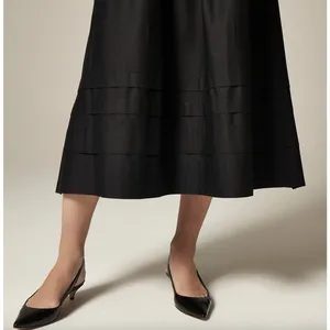 J.Crew Drop Waist Mixy Dress Midi Cotton A Line Retro Minimalist Black Large NWT thumbnail 3