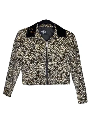 new Valfre ☻︎ January Crop Jacket ☻︎ Leopard Print ☻︎ Black Vinyl Collar ☻︎ XS thumbnail 6