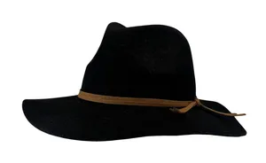 Black‎ Wool Rancher Fedora Wide Brim Western Boho Festival Minimalist Hat OSFA thumbnail 1