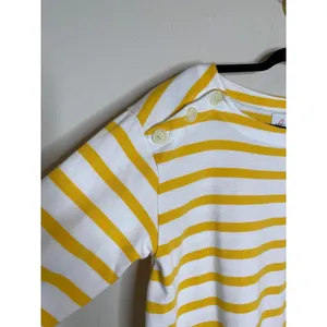Nines by Hatch Yellow Boat Neck Stripe Top Sz Small thumbnail 7