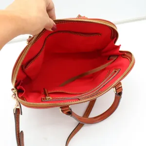 Dooney & Bourke Satchel Womens Medium Zip Zip Pebbled Leather Orange Excellent thumbnail 9