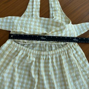 PrettyLittleThing Yellow Gingham Plunging Romper Skort Ruffle Preppy Summer US 6 thumbnail 8