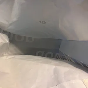Lululemon Reusable Shopping Tote Bag White Black Logo Snap Closure Small Medium thumbnail 4