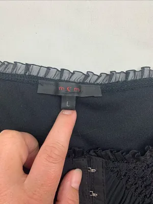 y2k MCM size large Black Textured two piece tank skirt match corset whimsi goth thumbnail 2