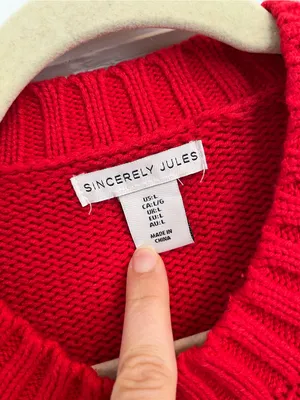 Sincerely Jules Red Crewneck Sweater with White Bow Christmas holiday valentine thumbnail 2
