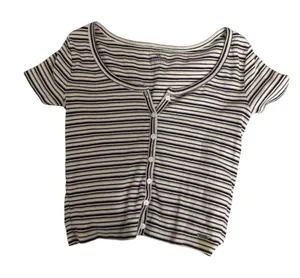 Hollister Striped Ribbed Button Front Cropped Top‎ Women's Size S thumbnail 1