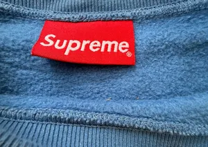 Supreme Blue Crewneck with Neon Yellow Logo thumbnail 2