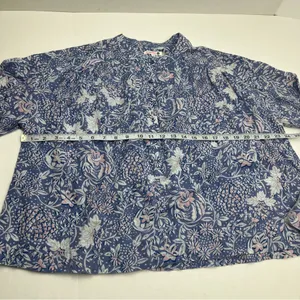 Sundry SZ 3 Large 12 Wild Floral Henley Purple Blouse Boho Top Women Long Sleeve thumbnail 6