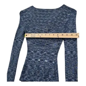 Abercrombie & Fitch Blue Ribbed Bodysuit Long Sleeve Cutout Tie Front Women S thumbnail 4