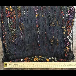 Farm Rio Hippie Boho Y2K Multicolor Floral‎ Midi Skirt W/ Black Fringe thumbnail 15