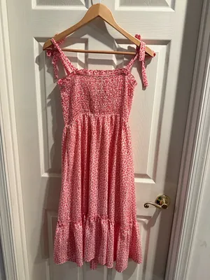 Baltic Born Red & White Floral Tie-Shoulder Smocked Midi Sundress thumbnail 9