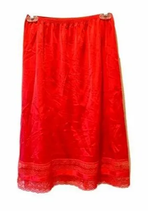 VTG Coquette Lace Retro Red Satin Half Slip Vanity Fair Size S M thumbnail 1