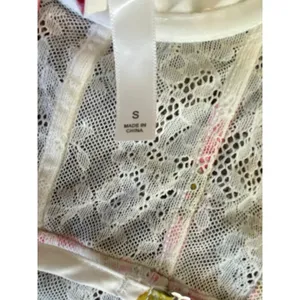 For Love & Lemons Floral Lace Bustier Bodysuit Small Pink White thumbnail 6