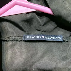 Brandy Melville Windbreaker Jacket Womens OS Black Bear Logo Hooded Full Zip thumbnail 8
