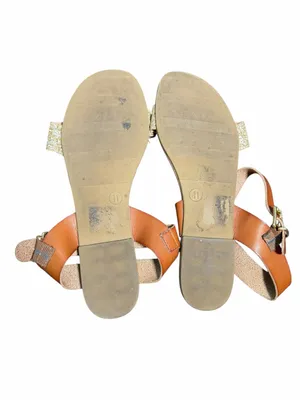 Mossimo Supply Co Gold Glitter Brown Ankle Strap Sandals Size 11 thumbnail 8