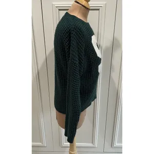 FB Sister Knitwear Green Chunky Knit Varsity‎ Sweater Crop thumbnail 2