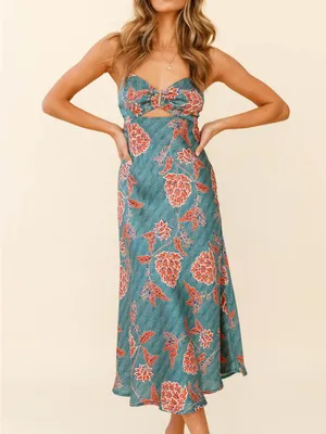 Selfie Leslie Melancholy Resin Buckle Midi Dress Botanic Print‎ Sage thumbnail 10