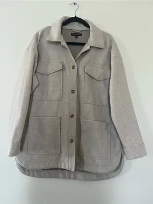 Banana Republic Oatmeal Beige Shacket Medium Neutral Shirt Jacket Minimalist thumbnail 1
