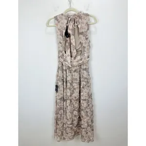 Lulus Happily Sweet Beige Floral Mock Neck Backless Midi Dress Cocktail S NWT thumbnail 13