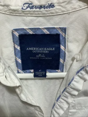 American Eagle Outfitters White Short-Sleeve Button-Down Shirt thumbnail 2