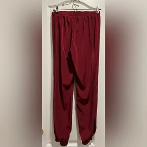 Express maroon polyester pull on silky pants size XS thumbnail 2
