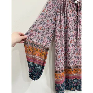 Johnny Was Maha Boho Mini Dress Embroidered Long Sleeve‎ Sz M Flowy thumbnail 6