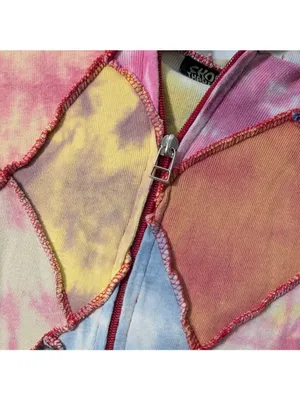 Shop Therapy Patchwork Zip Hoodie Pink Size M thumbnail 5