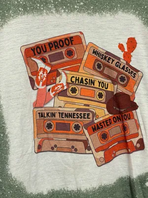 Gildan Green Short-Sleeve Tee with Retro Cassette Graphic thumbnail 2