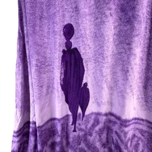 Vintage Magic Shift Dress Womens L Purple Abstract Print Fringe Hem Boho Artsy thumbnail 4