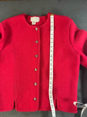 Vintage 1970s Wool Cardigan SIZE 14 100% Pure Wool Moffat Woollens Red Bouclé thumbnail 11