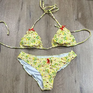 Yellow Floral Bikini Set with Red Accents - lemons thumbnail 1