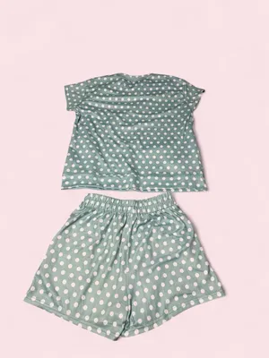 Polka Dot Blue & White Short lounge Set thumbnail 2