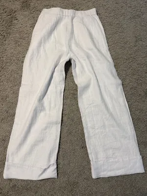 Abercrombie & Fitch White Linen Pants thumbnail 3