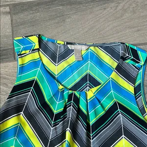 Banana Republic Chevron Blouse - Blue, Green, Yellow, Black thumbnail 3