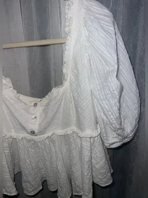 Free People Leave it to Me Babydoll Cotttagecore Prairie white flowy crop top M thumbnail 5