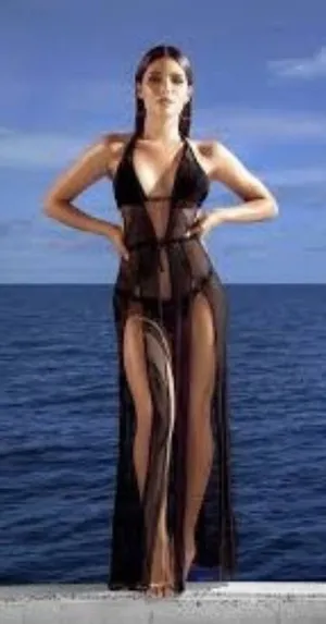 Mapalé NWT · M/L · Resort Swim Cover Up Dress · Sheer Mesh Long · Black thumbnail 1