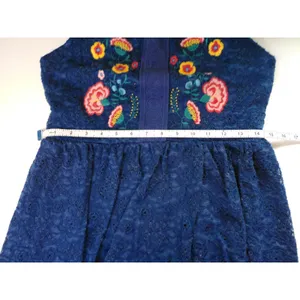 Altar'd‎ State Blue Lace Embroidered Floral Boho Mini Dress Sleeveless Large thumbnail 6