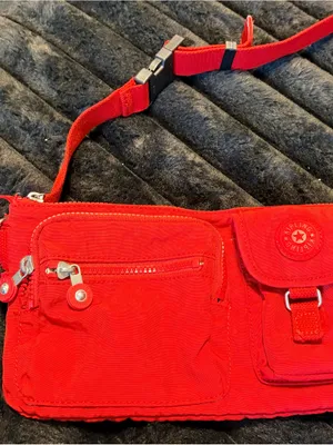 Kipling Bright Red Crossbody Waist Bag with Front Pockets thumbnail 1