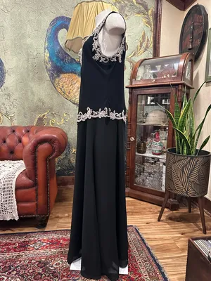 JKARA Beaded Gown Black Silver Sequin Evening Dress Formal Wedding Guest Plus 18 thumbnail 5