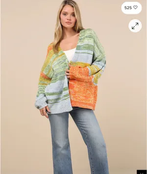 Lulus multi strip cardigan thumbnail 4