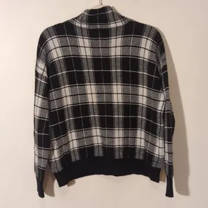 Lauren Ralph Lauren Sz Large Black White Plaid High Mock Neck Pullover Sweater thumbnail 6