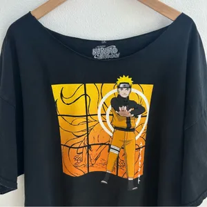 Naruto Off The Shoulder Anime Graphic Tee Black Size undefined thumbnail 2