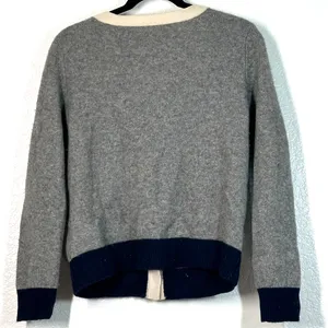 Rag & Bone S Cashmere Sweater button-down cardigan knit Gray Navy V-neck Luxury thumbnail 2